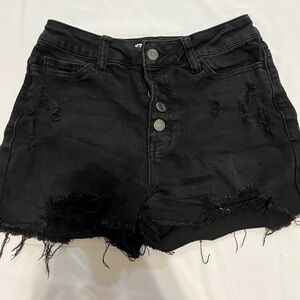 SO Black Frayed Jean Shorts